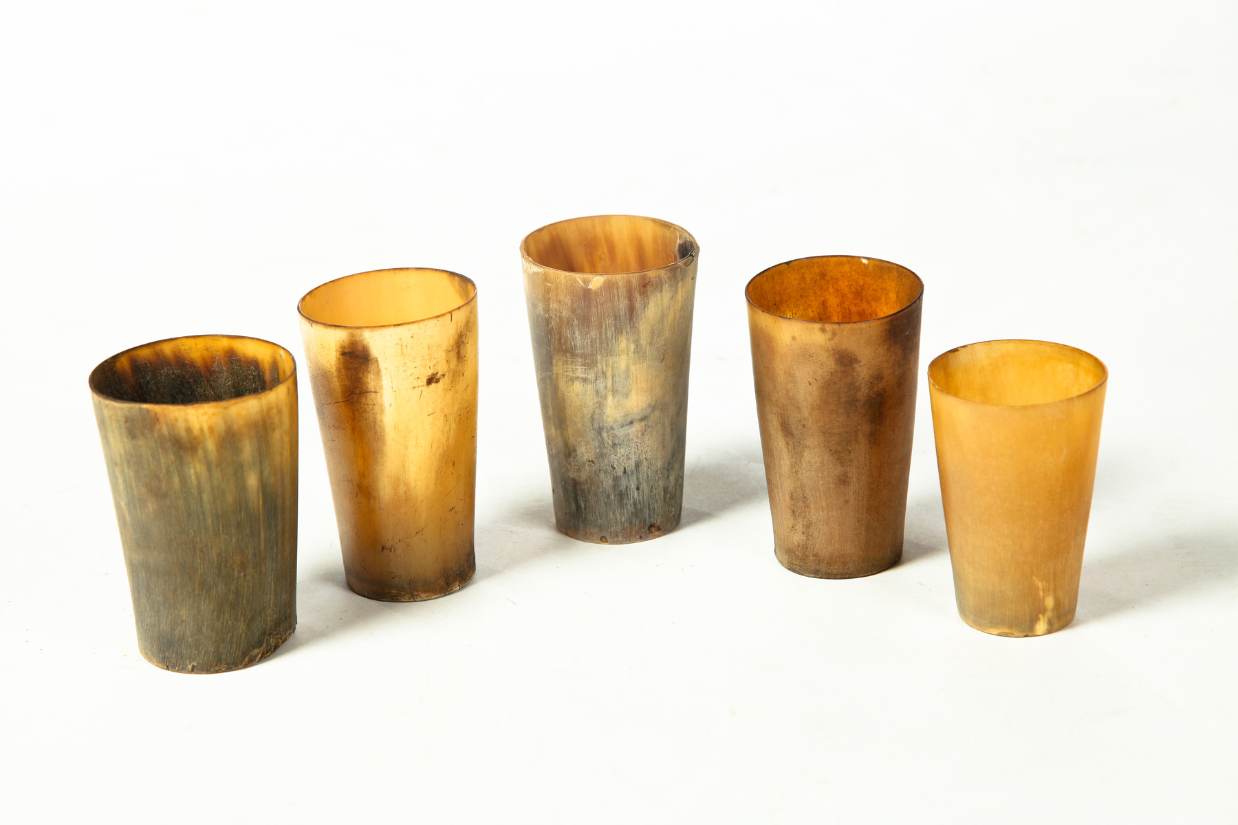 Appraisal: FIVE HORN CUPS American th century to h