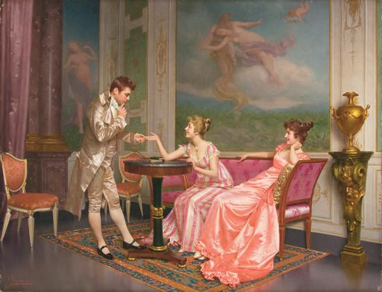 Appraisal: VITTORIO REGGIANINI Italian - The Courtship oil on canvas signed