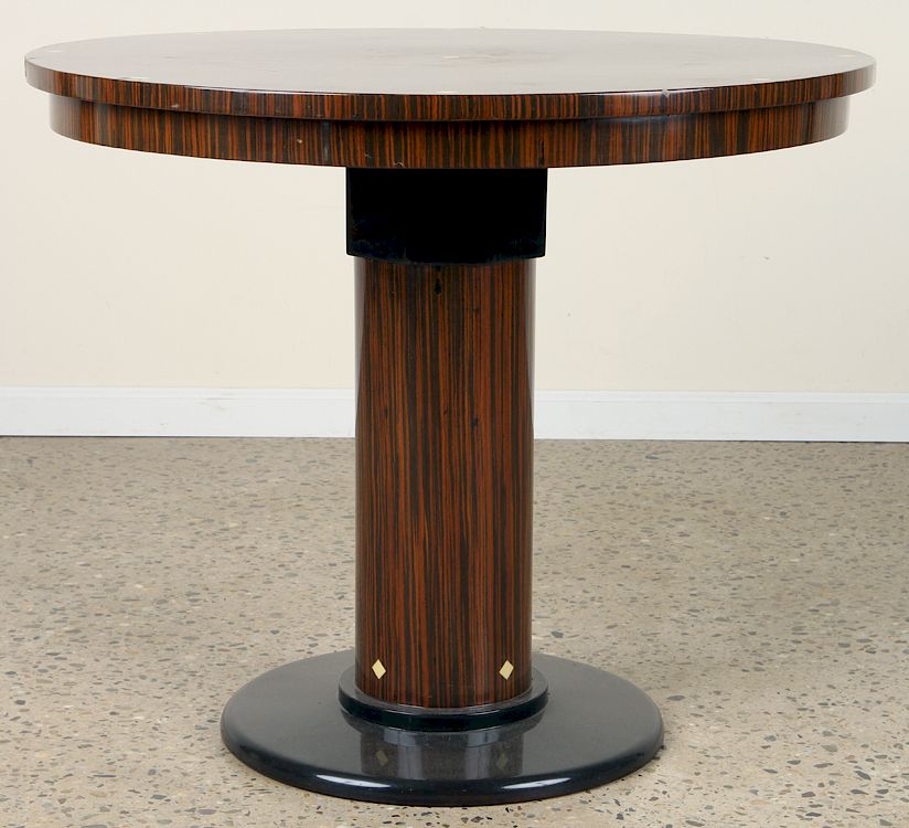 Appraisal: MACASSAR ART DECO CENTER TABLE DIAMOND INLAY A macassar Art