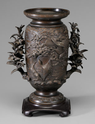 Appraisal: Bronze Vase Japanese late th early th century dark brown