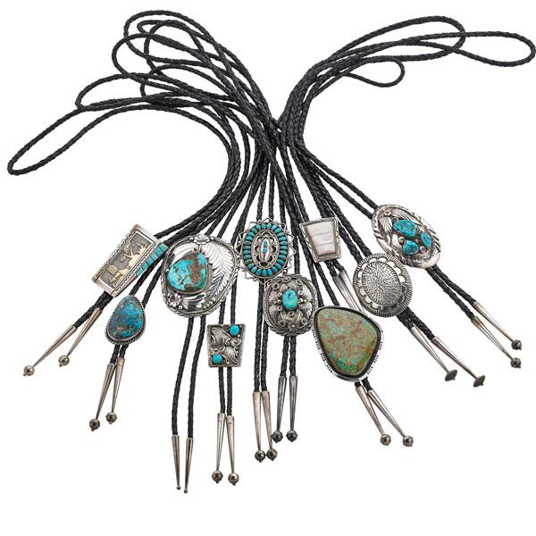 Appraisal: NATIVE AMERICAN SILVER BOLO TIES Condition Report