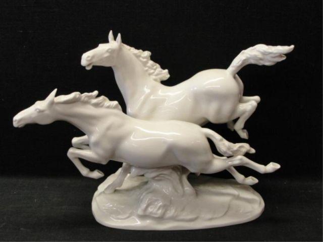 Appraisal: HUTCHENREUTHER White Porcelain Horses From a White Plains home Dimensions