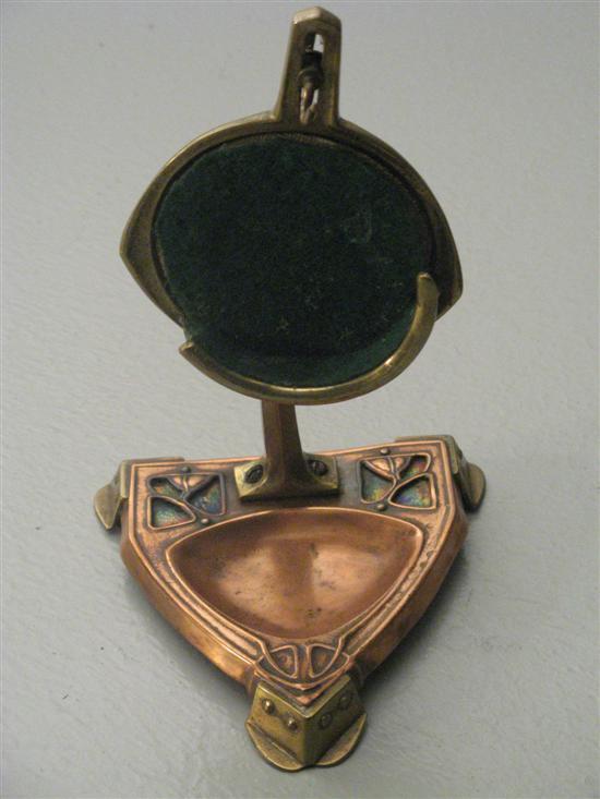 Appraisal: Art Nouveau copper brass and enamelled pocket watch stand in