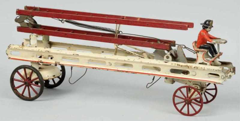 Appraisal: Early Pressed Steel Fire Ladder Truck Toy American Unmarked but