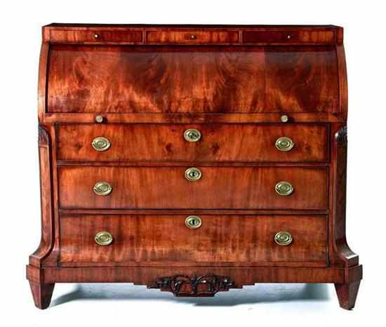 Appraisal: Dutch Neoclassical mahogany bureau a cylindre early th century rectangular