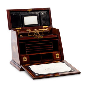 Appraisal: An English Brass-Mounted Mahogany Thornhill's Imperial Writing Cabinet fitted with