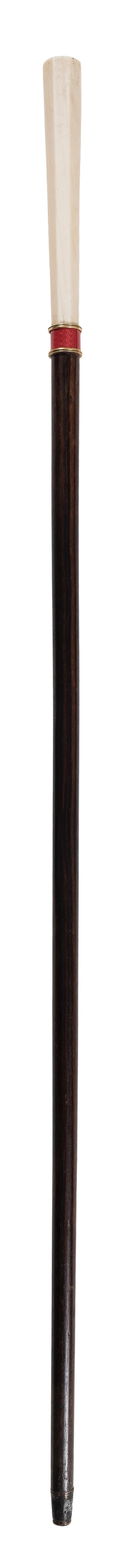 Appraisal: WALKING STICK WITH MACASSAR EBONY SHAFT AND WHALEBONE HANDLE FRANCE