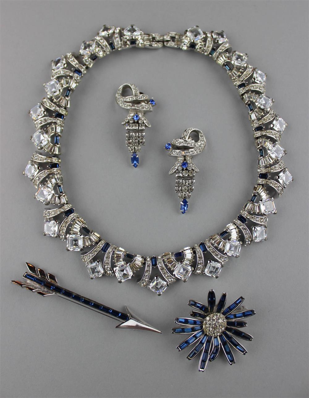 Appraisal: BOUCHER CHOKER AND TWO PINS WITH A PAIR OF LEDO