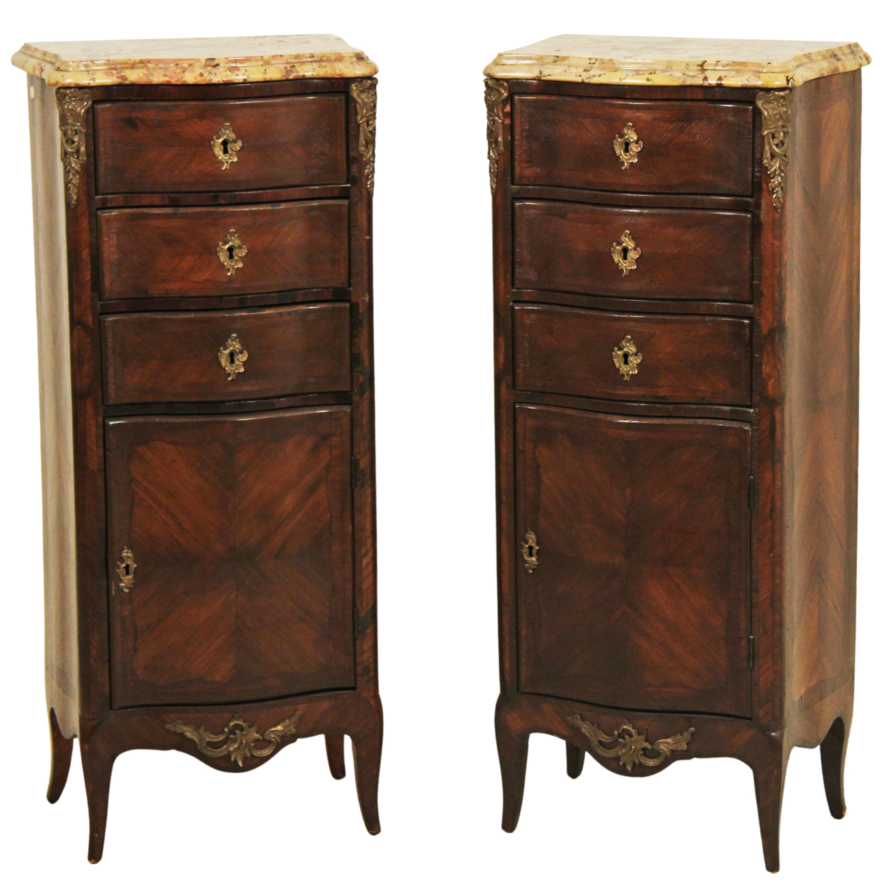 Appraisal: PR OF LOUIS XV STYLE M TOP COMMODES Pair of