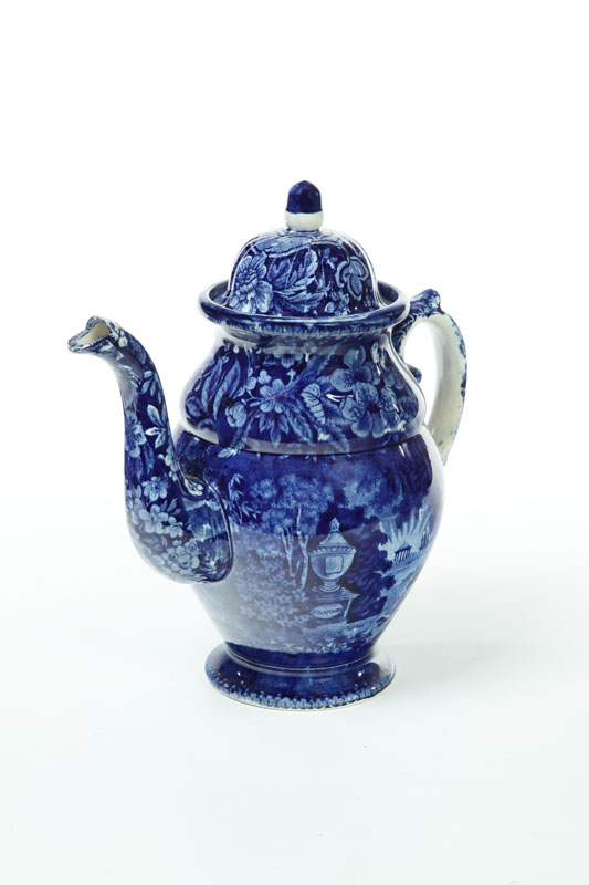 Appraisal: HISTORICAL BLUE STAFFORDSHIRE COFFEE POT England nd quarter- th century