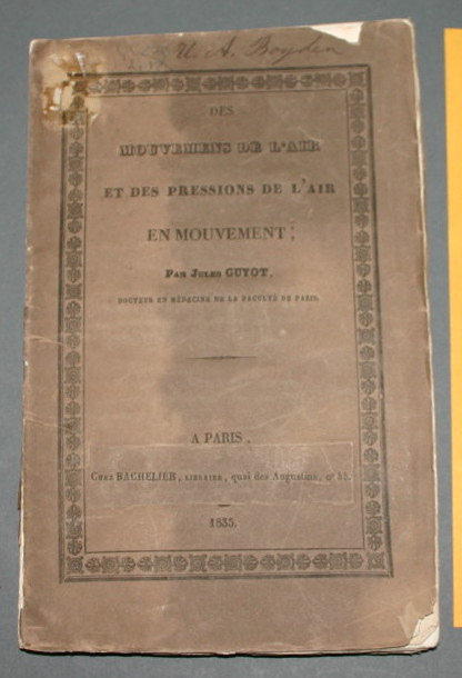 Appraisal: Physics Jules Guyot Des Mouvemens De L'Air Et Des Pressions