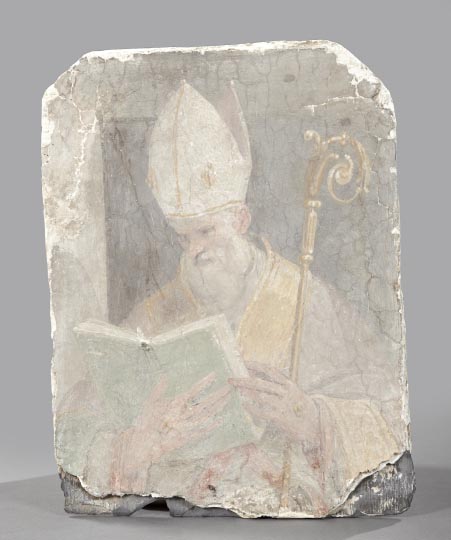 Appraisal: Attractive Shadowboxed Italian Fresco Fragment fourth quarter th century depicting