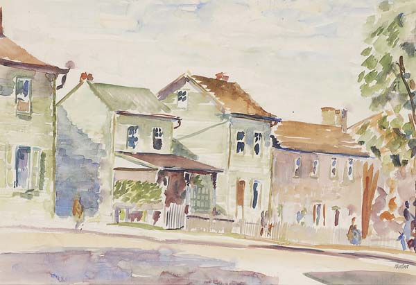 Appraisal: Max Kuehne American - Houses on a Street Watercolor on