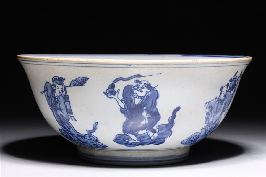 Appraisal: Chinese blue and white porcelain bowl with eight immortals and