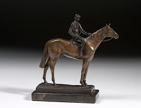 Appraisal: BRONZE OF THOROUGHBRED AND JOCKEY AFTER I BONHEUR late th