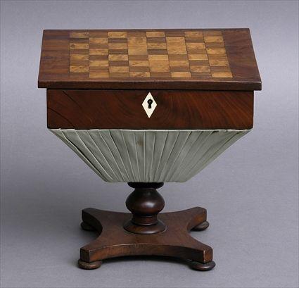 Appraisal: REGENCY INLAID MAHOGANY MINIATURE GAMES TABLE The hinged checkerboard top