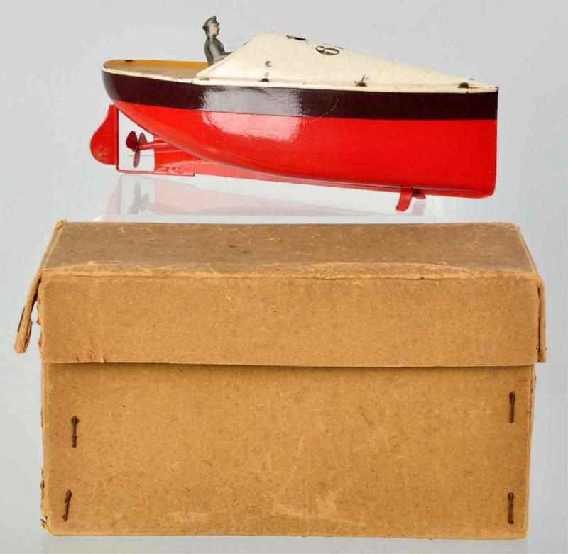 Appraisal: Tin Bing Speedboat Wind-Up Toy German Working Boat has original