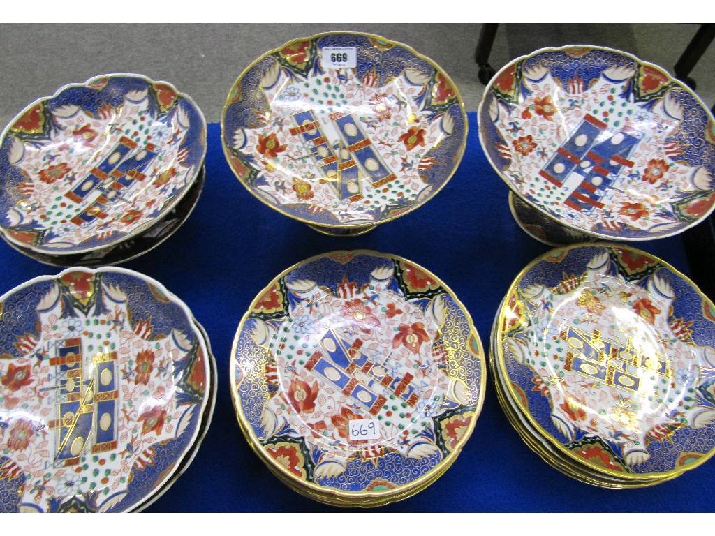 Appraisal: Porcelain dessert service comprising two tazzas four smaller tazzas and