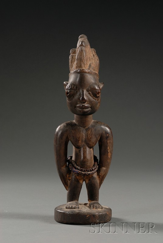 Appraisal: African Carved Wood Ibeji Doll Yoruba the male form with