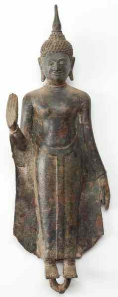 Appraisal: Thai Bronze Standing Buddhahis right hand raised of abhaya mudra