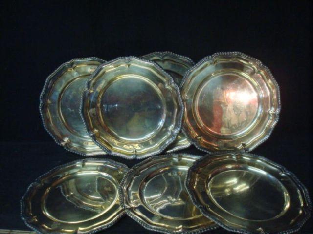 Appraisal: Silverplate Plates with Monogram From a Westchester estate Dimensions