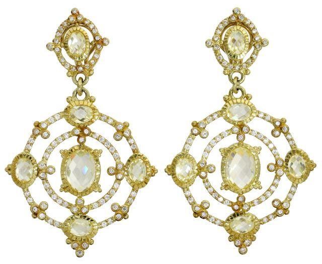 Appraisal: pair Estate kt yellow gold diamond and citrine garland chandelier