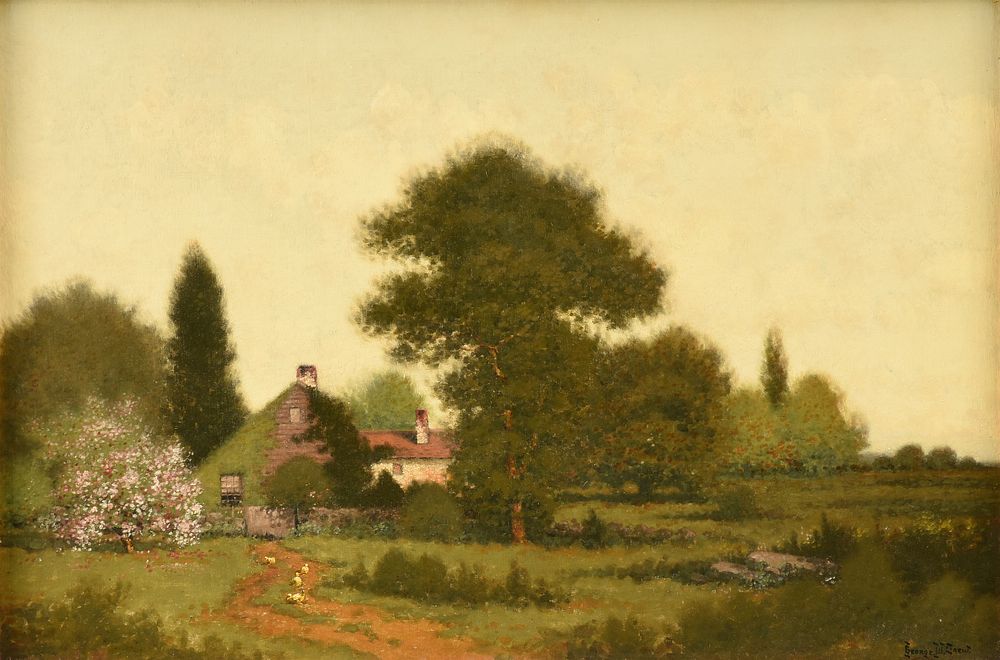 Appraisal: GEORGE W DREW American - A PAINTING Homestead with Ducks