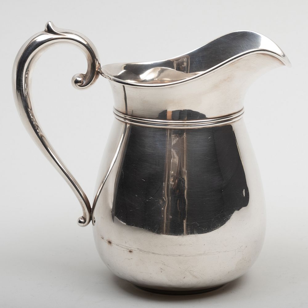 Appraisal: W H Manchester Silver Water Pitcher Marked 'Sterling' in high