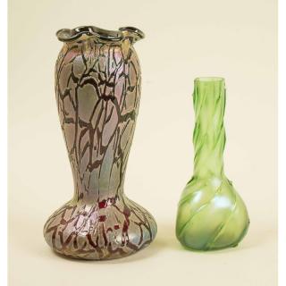 Appraisal: Two Art Glass Vases Two art glass vases a green