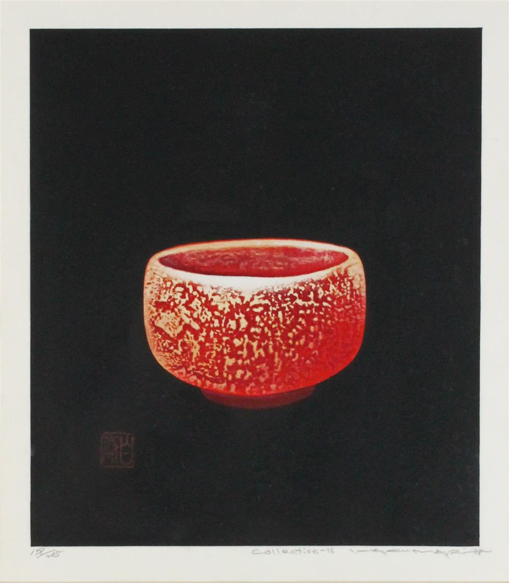 Appraisal: HAKU MAKI Japanese Collection RED BOWL Lithograph Framed numbered Provenance