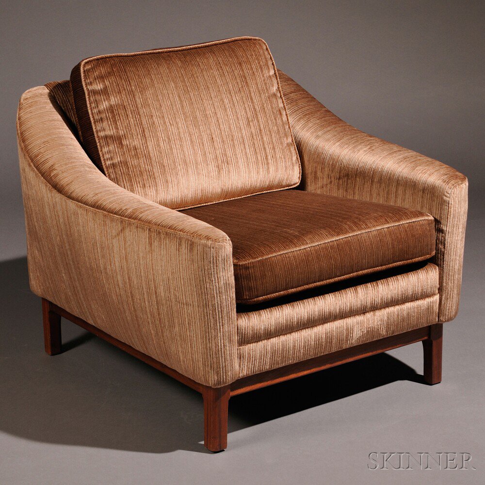 Appraisal: Danish Modern Upholstered Lounge Chair Upholstery teak th century Square-form