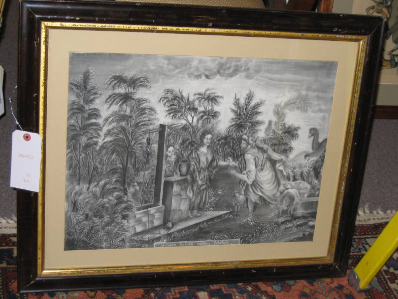 Appraisal: AMERICAN SCHOOL TH CENTURY ABRAHAM'S SERVANT MEETING REBEKAH charcoal and