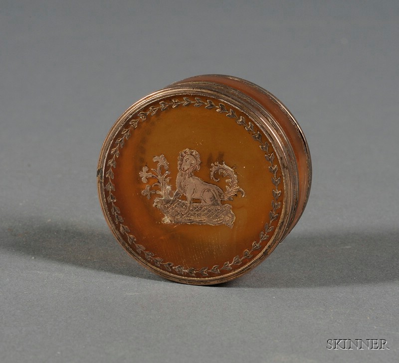 Appraisal: French Tortoiseshell and Gold Pique Snuff Box late th century