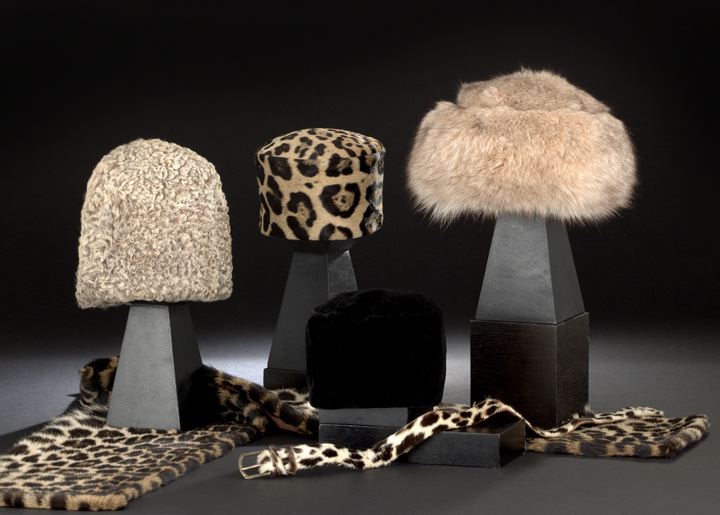 Appraisal: Six-Piece Collection of Fashion Accessories consisting of a mink hat