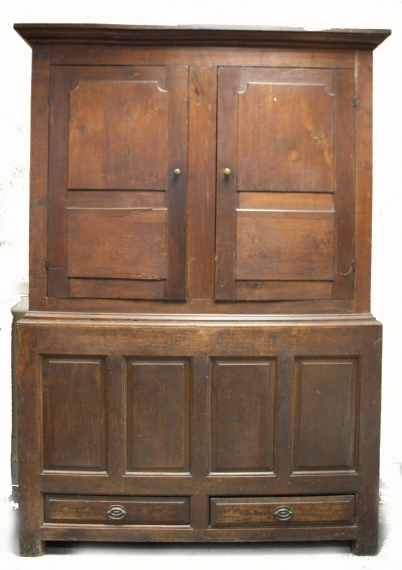 Appraisal: Georgian oak large cupboard four panel base and two door