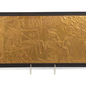 Appraisal: A Wedgwood Gilt Black Basalt Egyptian Plaque th Century titled