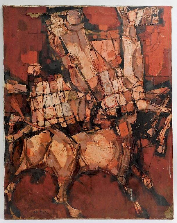 Appraisal: Manuel Velasco Cubist Bull Fighting Painting Manuel Velasco Spain b