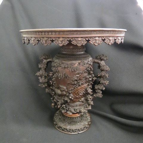 Appraisal: Japanese Bronze Censer elaborate bird and foliage late th century