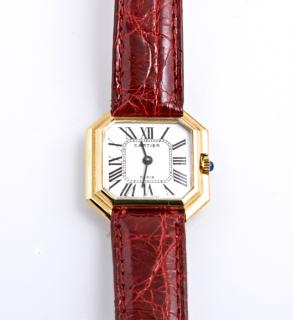 Appraisal: K Yellow Gold Cartier Manual Wind Octagonal Wris K Yellow