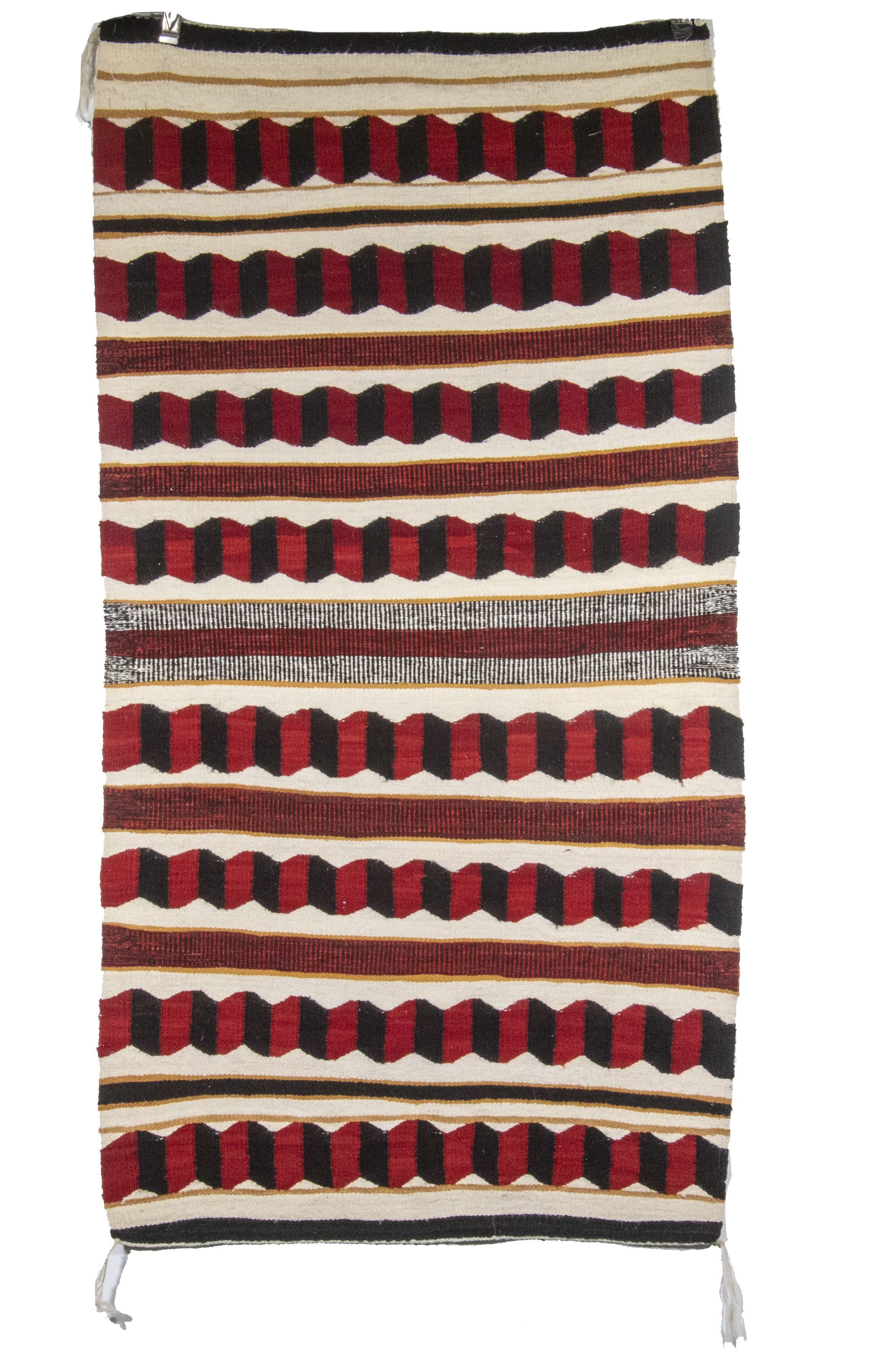 Appraisal: NAVAJO SADDLE BLANKET Late th c Repeating Sinuous black and