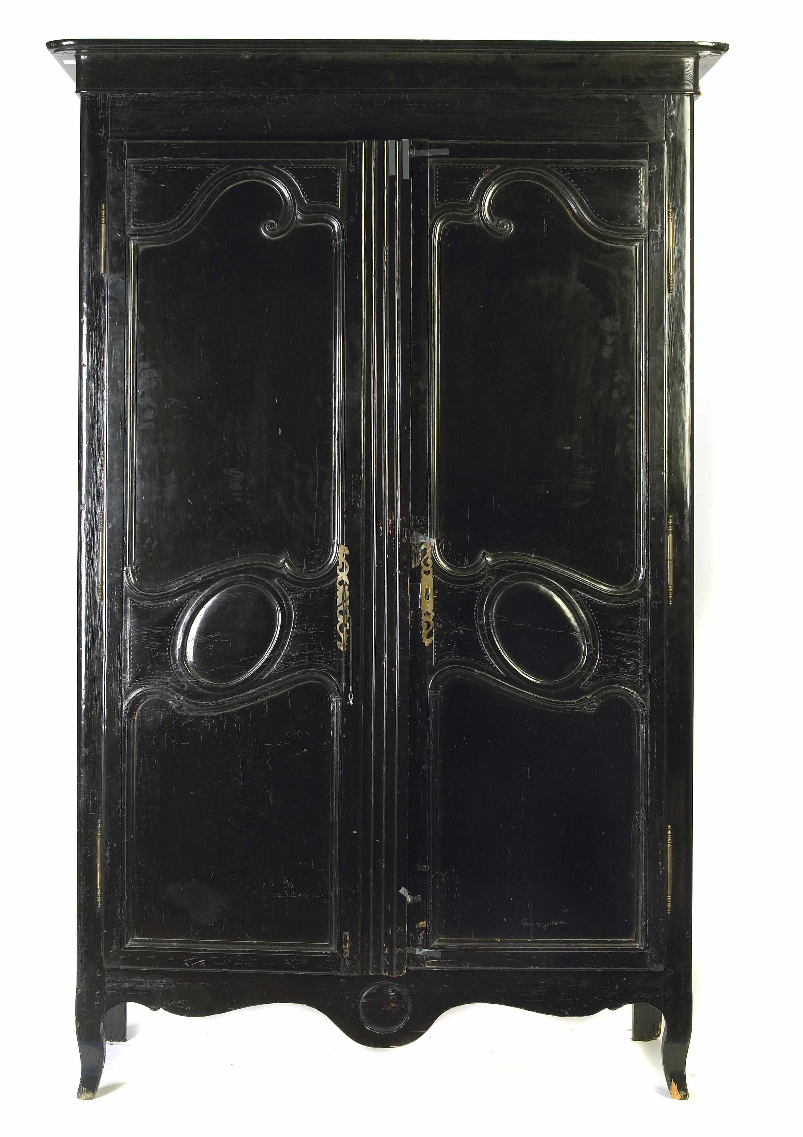 Appraisal: A Louis XV later ebonized armoire height in width in