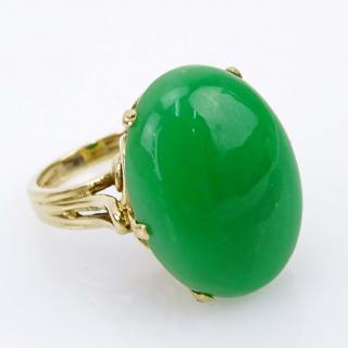 Appraisal: Vintage Approx Carat Double Cabochon Jade and Karat Yellow Gold