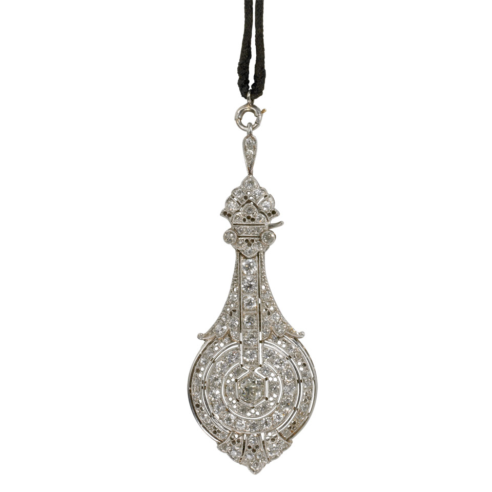 Appraisal: Platinum Filigree Lorgnette set with an old mine cut diamond