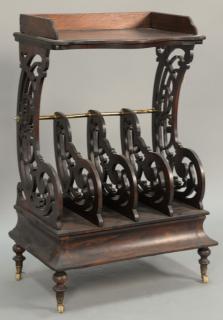 Appraisal: Victorian Rosewood portfolio stand with four sections ht in wd