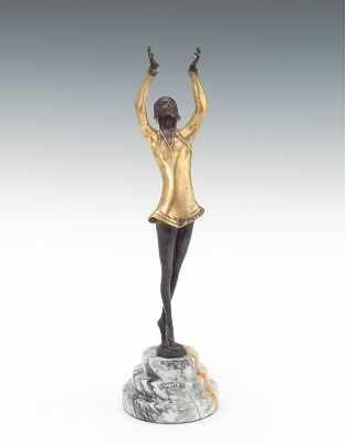 Appraisal: Bronze Figure After Josef Lorenzl Polished bronze Deco figure with