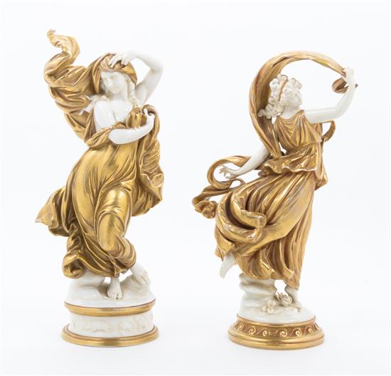 Appraisal: Sale Lot Two Capodimonte Porcelain Figures depicting dancing muses with