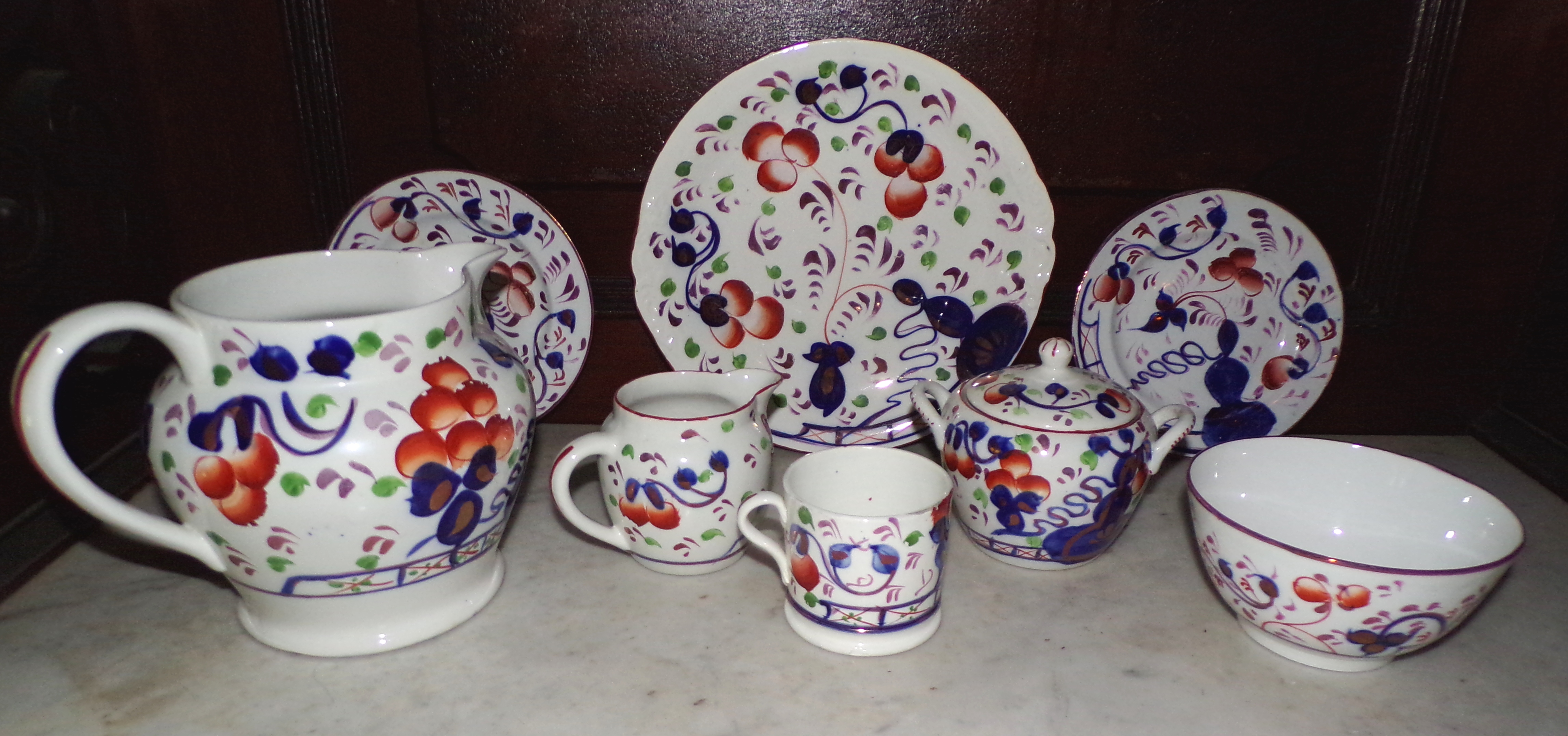 Appraisal: Allertons Gaudy Welsh china set grape motif- this incomplete set