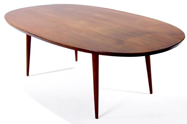 Appraisal: DANISH Elliptical teak dining table x x