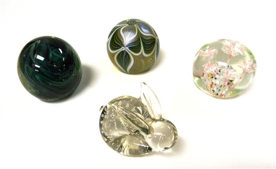 Appraisal: Three glass paperweights one signed ''Orient Shume'' one green swirl