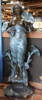 Appraisal: Art Nouveau style patinated bronze figural fountain sculpture having a